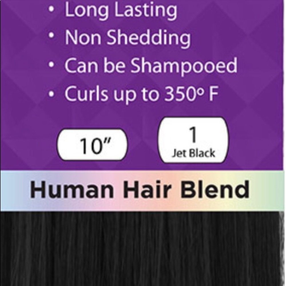 Iconic Hair 10” Jet Black Hair Blend Extensions - 2 Packages